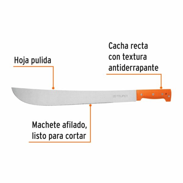 Machete estandar 18" cacha naranja, caballete