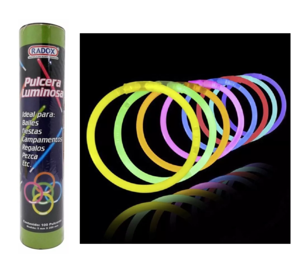 Bote con 100 Pulseras Luminosas Neon