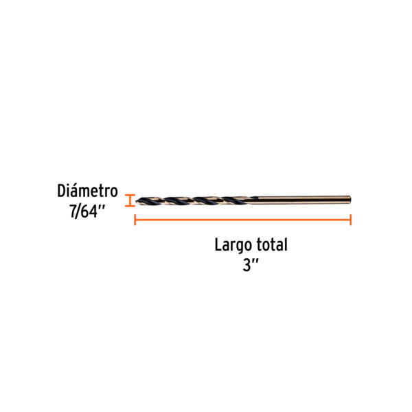 Broca de alta velocidad 7/64" en blister