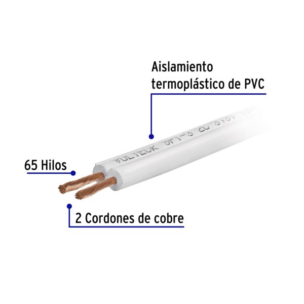 Cordon duplex flexible SPT, 12 AWG rollo 100 m