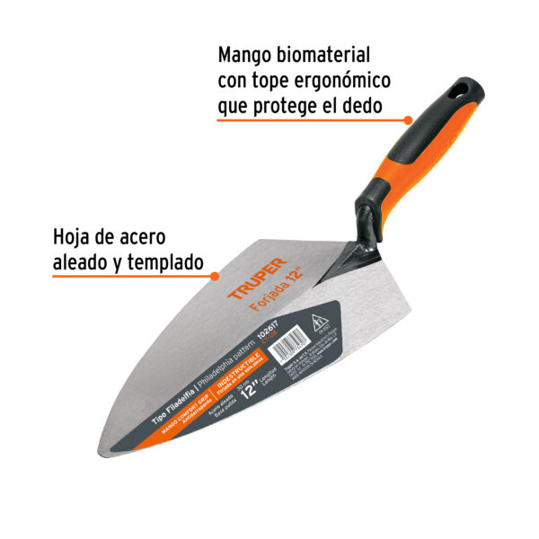 Cuchara Albañil de 12" forjada Mango Comfort Grip