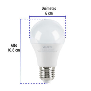 Lampara LED tipo bulbo A19 9 W luz de dia, caja, Volteck