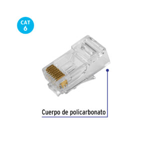 Plug RJ45 CAT6, Bolsa con 20 piezas, VOLTECK