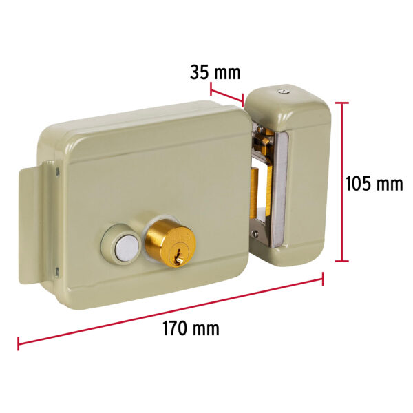 Cerradura electromecanica con boton, derecha, Hermex