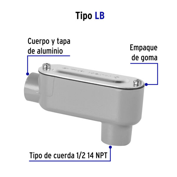 Condulet 1/2" conexion tipo LB, Volteck