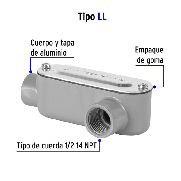 Condulet 1/2" conexion tipo LL, Volteck