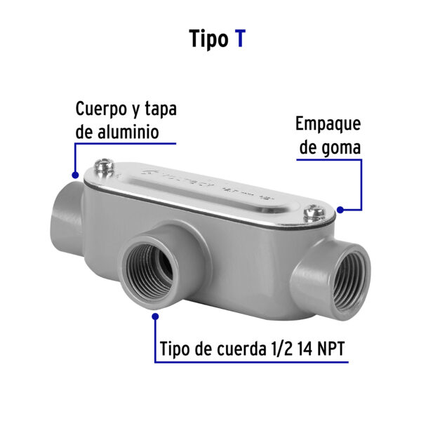 Condulet 1/2" conexion tipo T, Volteck