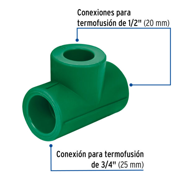 Tee de PPR reducida de 3/4"x1/2"X1/2" 25x20x20mm