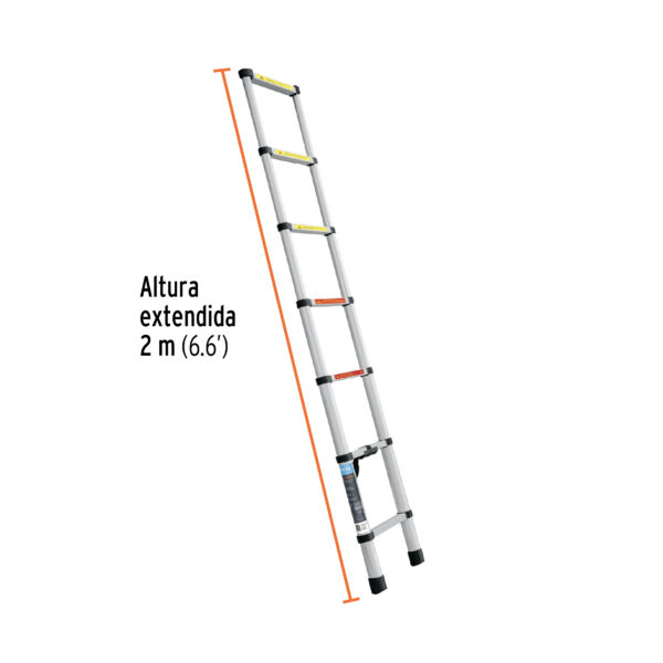 Escalera telescopica, 7 peldaños, tipo II, capacidad 175kg