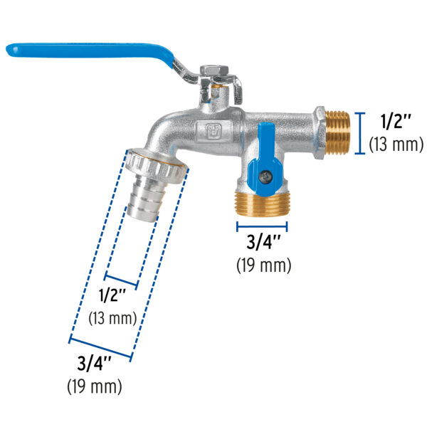 Llave de esfera doble salida 1/2" de laton, Foset