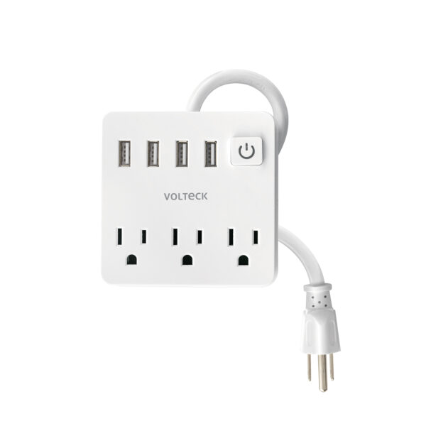 Multicontacto 16 AWG domestico 3 entradas 4 ptos USB, blanco