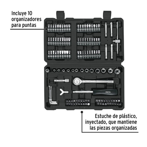 Juego de 130 herramientas 1/4" para mecanico Pretul