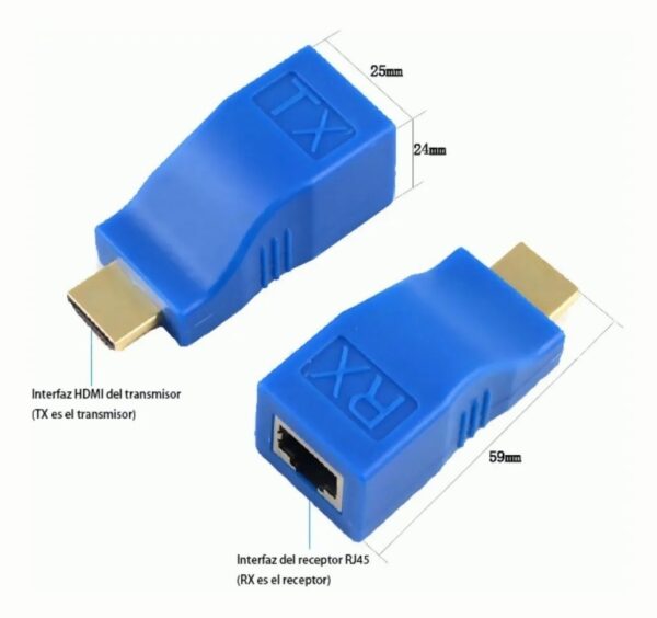 Adaptador Extensor de HDMI 4k a UTP RJ45 Hasta 30m