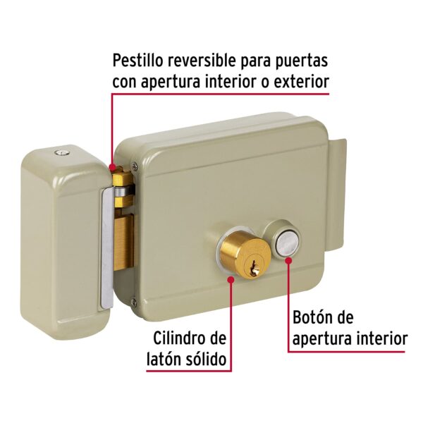 Cerradura electromecanica con boton, izquierda, Hermex