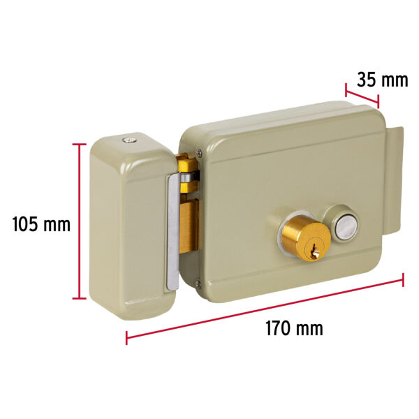 Cerradura electromecanica con boton, izquierda, Hermex