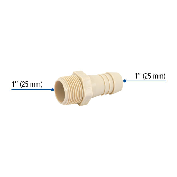 Conector insercion manguera rosca exterior 1"x 1"