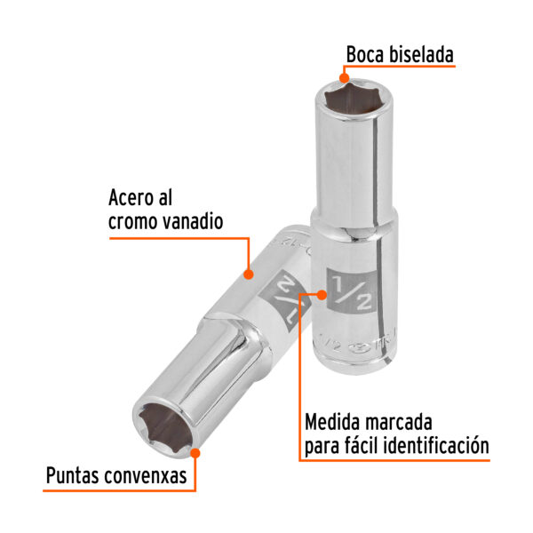 Dado Largo de 1/2" Cuadro 1/2"