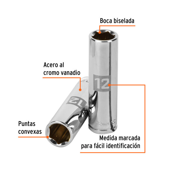 Dado Largo de 12mm Cuadro 3/8"