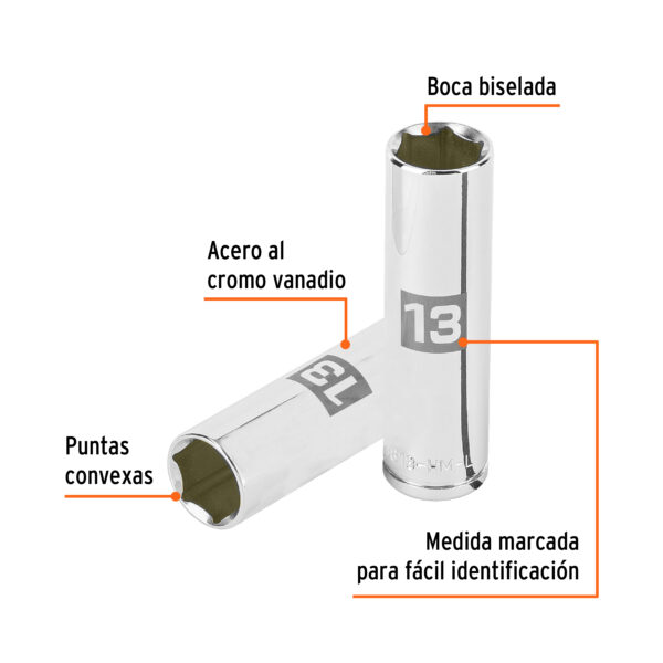 Dado Largo de 13mm Cuadro 3/8"