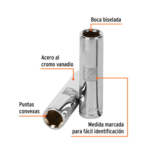 Dado Largo 7/16" cuadro 3/8"