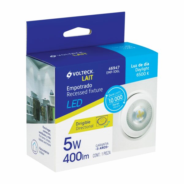 Luminario Empotrable LED Cuadrado 5w 6500k Blanco 400lm