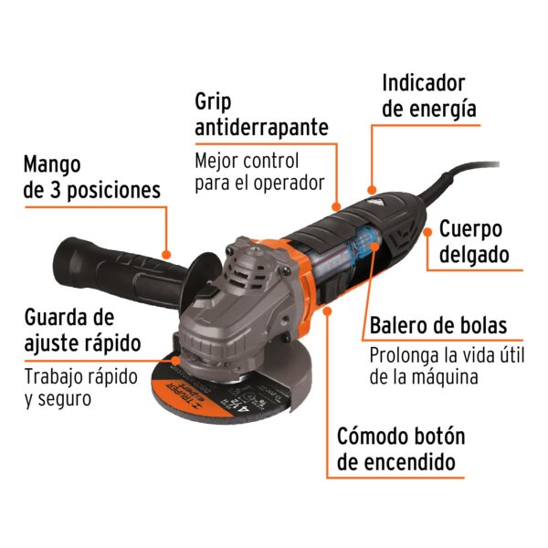 Esmeriladora angular 4-1/2", ERGO PRO, 1100 W