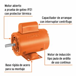 Motor monofasico de 1/4 HP, baja, Truper