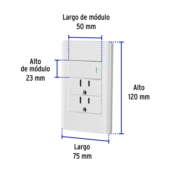 Placa Armada 2 Contactos 1 Apagador Lisboa Blanco