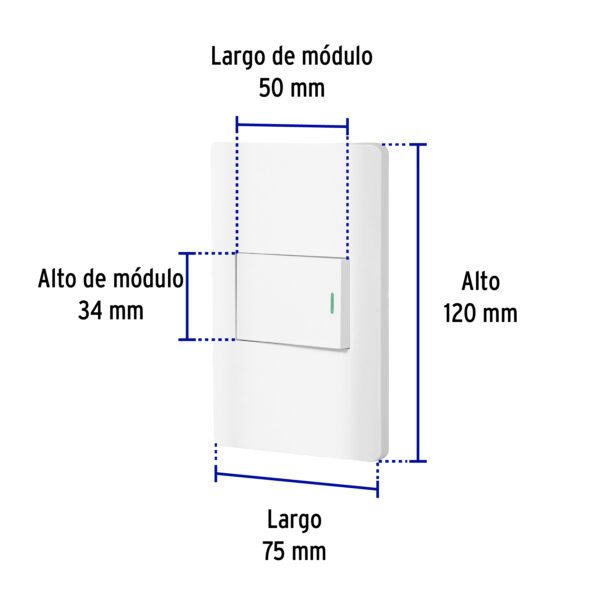 Placa armada blanca 1 interruptor de 3 vias 1.5 mod, Lisboa