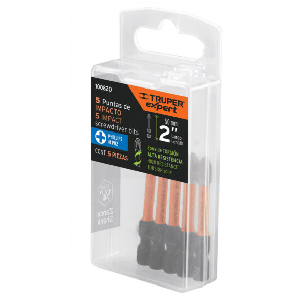 Puntas de Impacto Cruz Phillips PH2 de 2" Pack 5 piezas