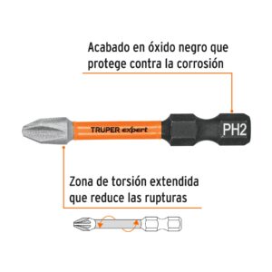 Puntas de Impacto Cruz Phillips PH2 de 2" Pack 5 piezas