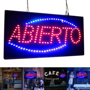 Anuncio Letrero Luminoso Led ABIERTO Grande de 48x25x2.5cm