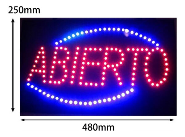 Anuncio Letrero Luminoso Led ABIERTO Grande de 48x25x2.5cm