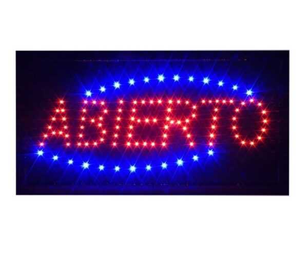 Anuncio Letrero Luminoso Led ABIERTO Grande de 48x25x2.5cm