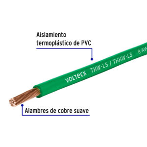 Cable Luz Calibre 8awg Carrete con 10m THHW-LS Verde