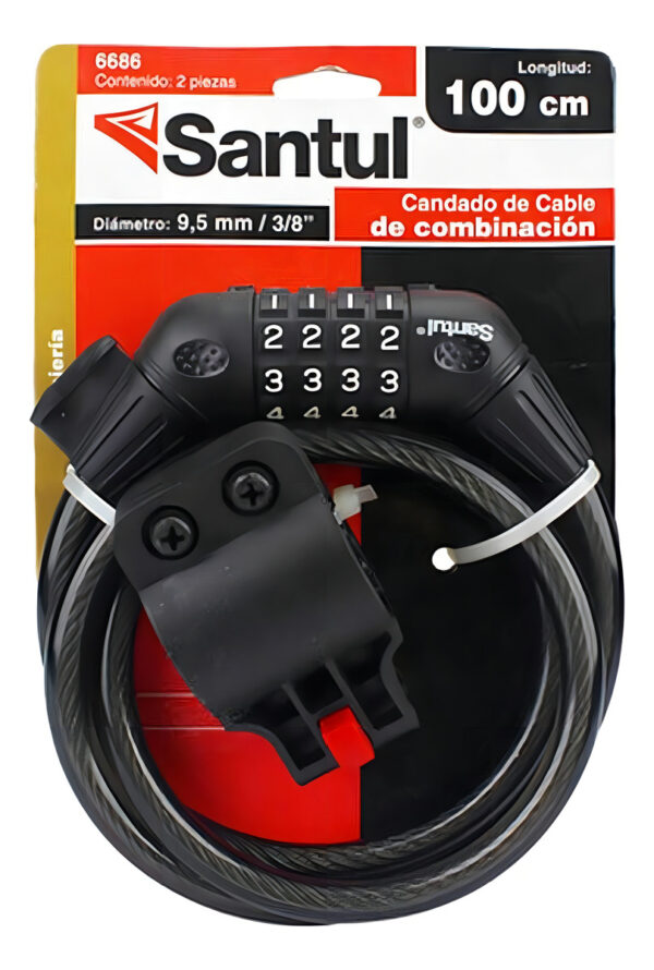 Candado de cable de Acero 3/8" Largo 1m con Combinacion