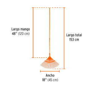 Escoba metalica con 22 dientes, cabeza curva, reforzada