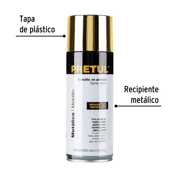 Pintura Acrilico en aerosol Metalico Oro Pretul