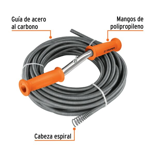 Destapacaños barreno con manivela 1/2" de 15m