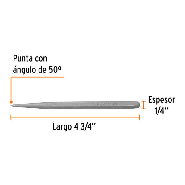 Punzon 1/4" para marcar largo de 4-3/4"