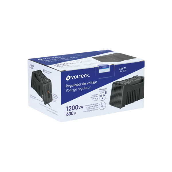 Regulador de voltaje de 1200VA de 600w 8 contactos