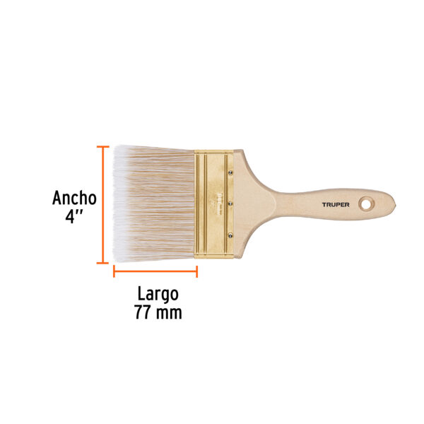 Brocha cerdas sinteticas,mango de madera, corte recto, 4"