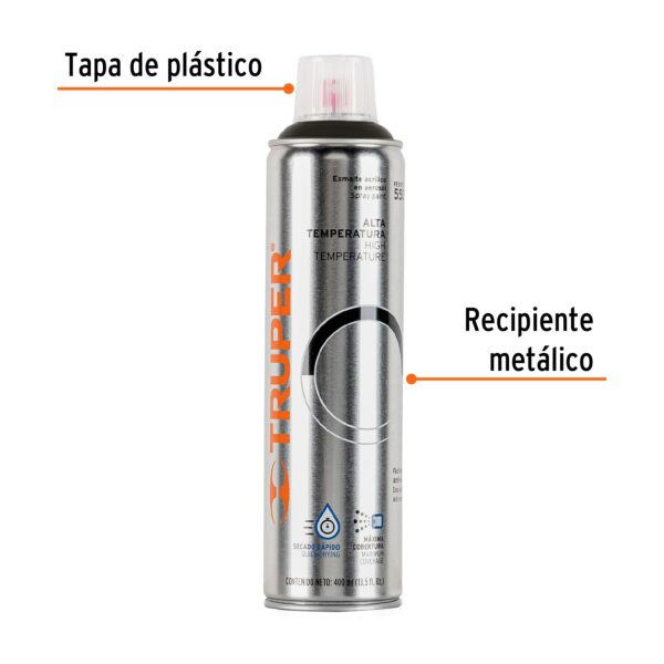 Pintura (Esmalte acrilico) en aerosol,alta temperatura,negro