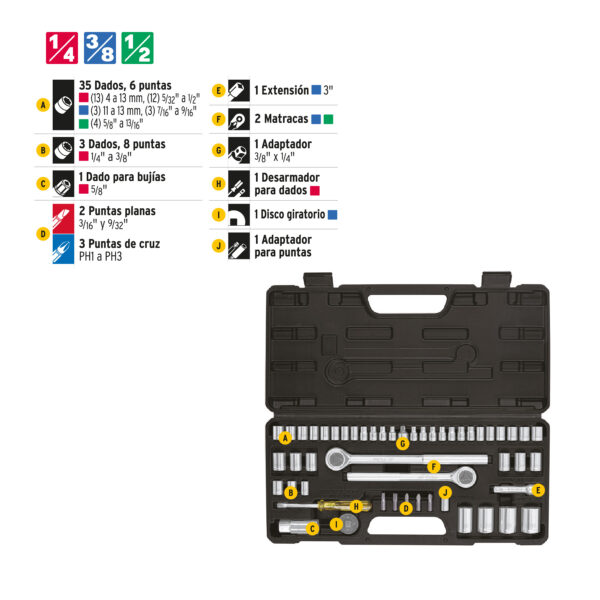 Set de herramientas para mecanica con 51 piezas Pretul