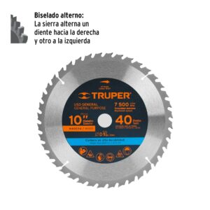 Disco sierra para madera 10" de 40 dientes Centro 1"
