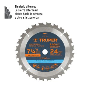 Disco sierra para madera 7-1/4" de 24 dientes Centro 5/8"
