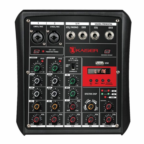 Mezcladora de audio Bluetooth de 6 canales
