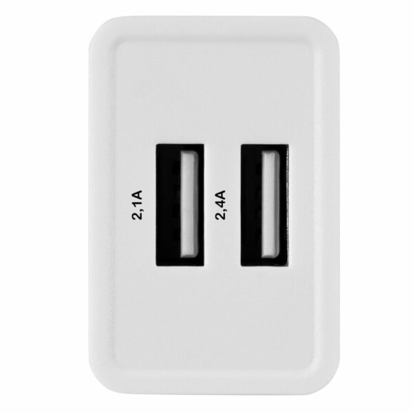 Cargador carga rápida 2.1A con 2 puertos USB Blanco
