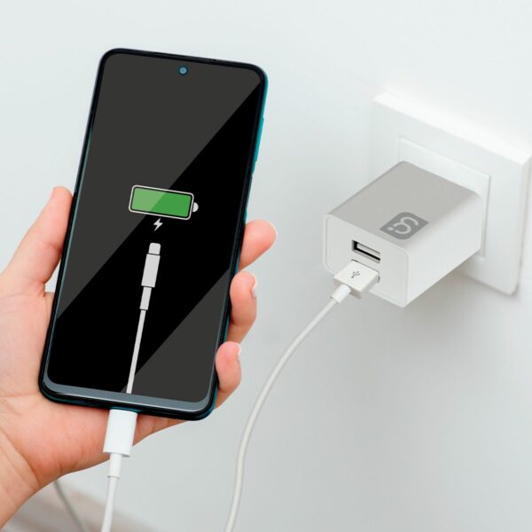 Cargador carga rápida 2.1A con 2 puertos USB Blanco