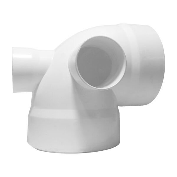 Codo PVC Sanitario 4" 90° Doble Reduccion Lateral y Trasera 2"